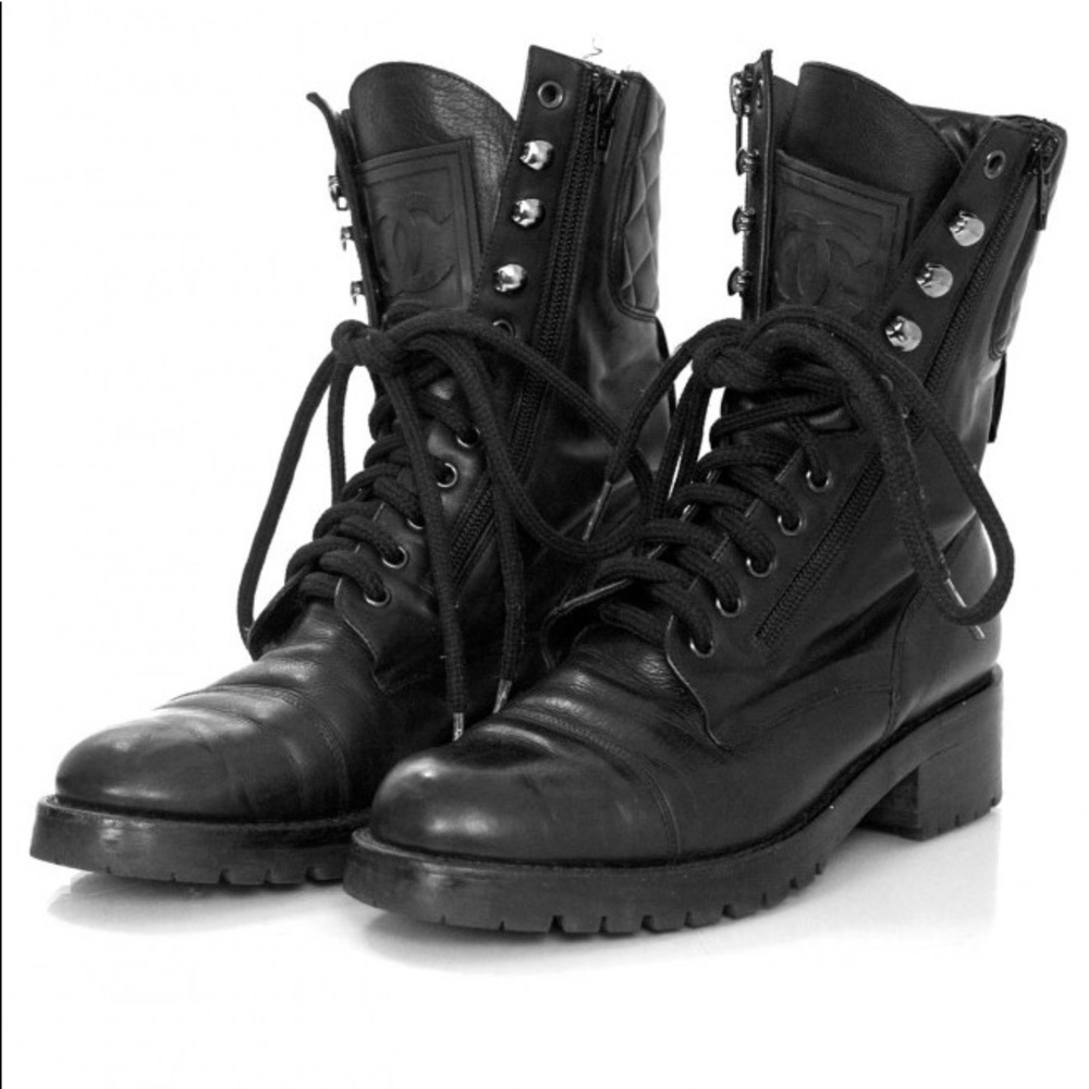 Chanel Quilted Combat Boots